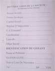 Fiche d'identification de la société